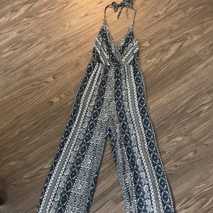 Tobi tribal pattern halter jumpsuit